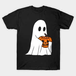 Spooky Ghost Boy Loves His Jack-o-lantern II T-Shirt